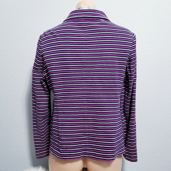 Talbots stripe office career jacket blazer LARGE petite - Picture 2 of 6